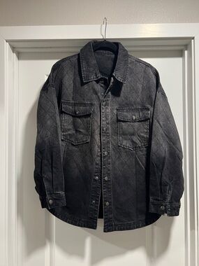 Women’s Quilted Pattern Denim Jacket - Black Size S NWOT